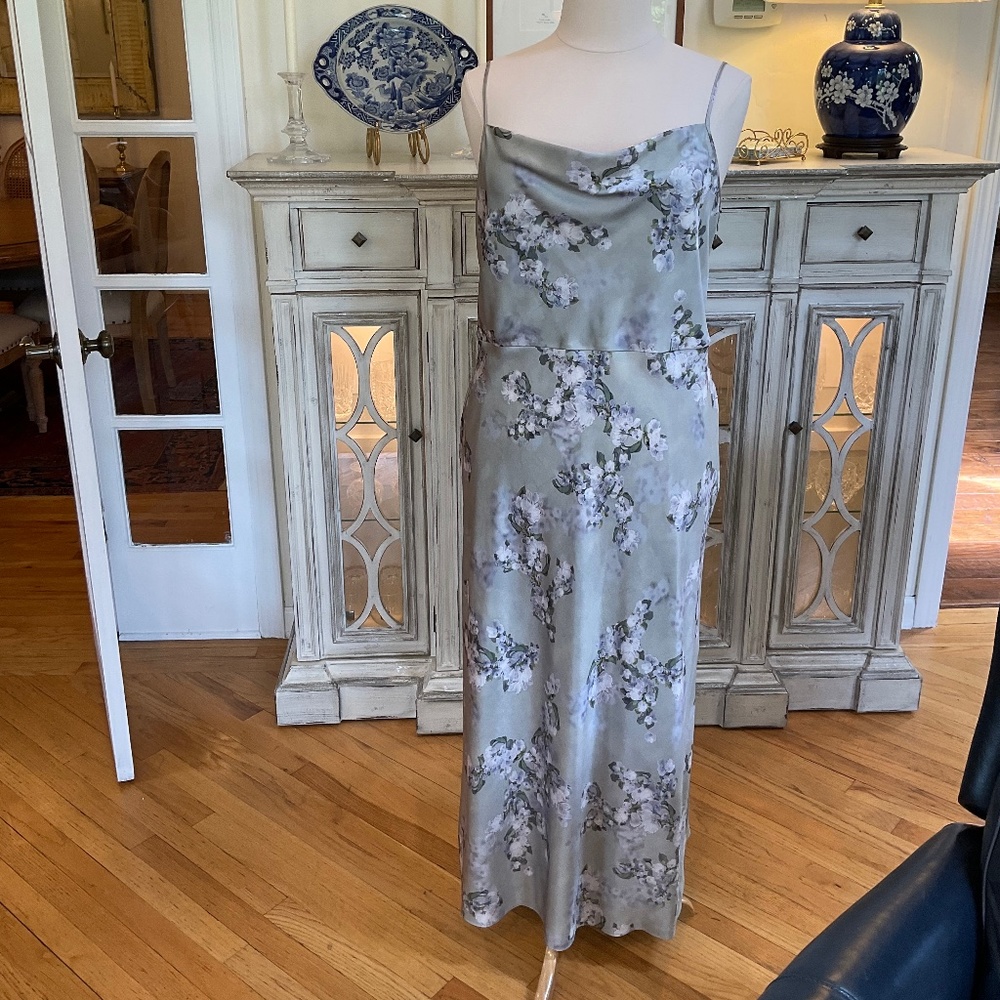 Vince Hazy Blossom Cowl Neck Slip Dress Elegant Cocktail Formal Garden Party